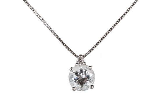 Pendentif Promesse Femme in Or blanc Acquamarina 0.49 Ct PA9 - PA9